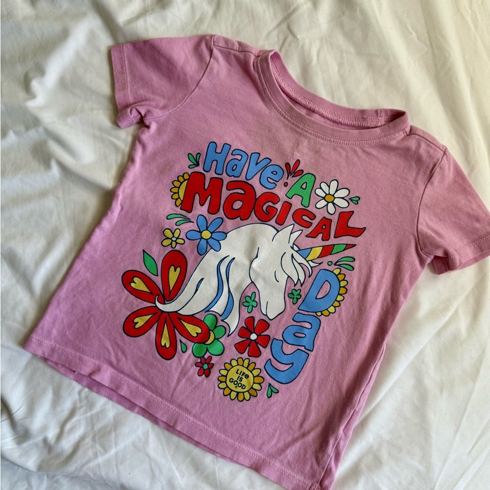 Life Is Good Pink Magical Unicorn Tee